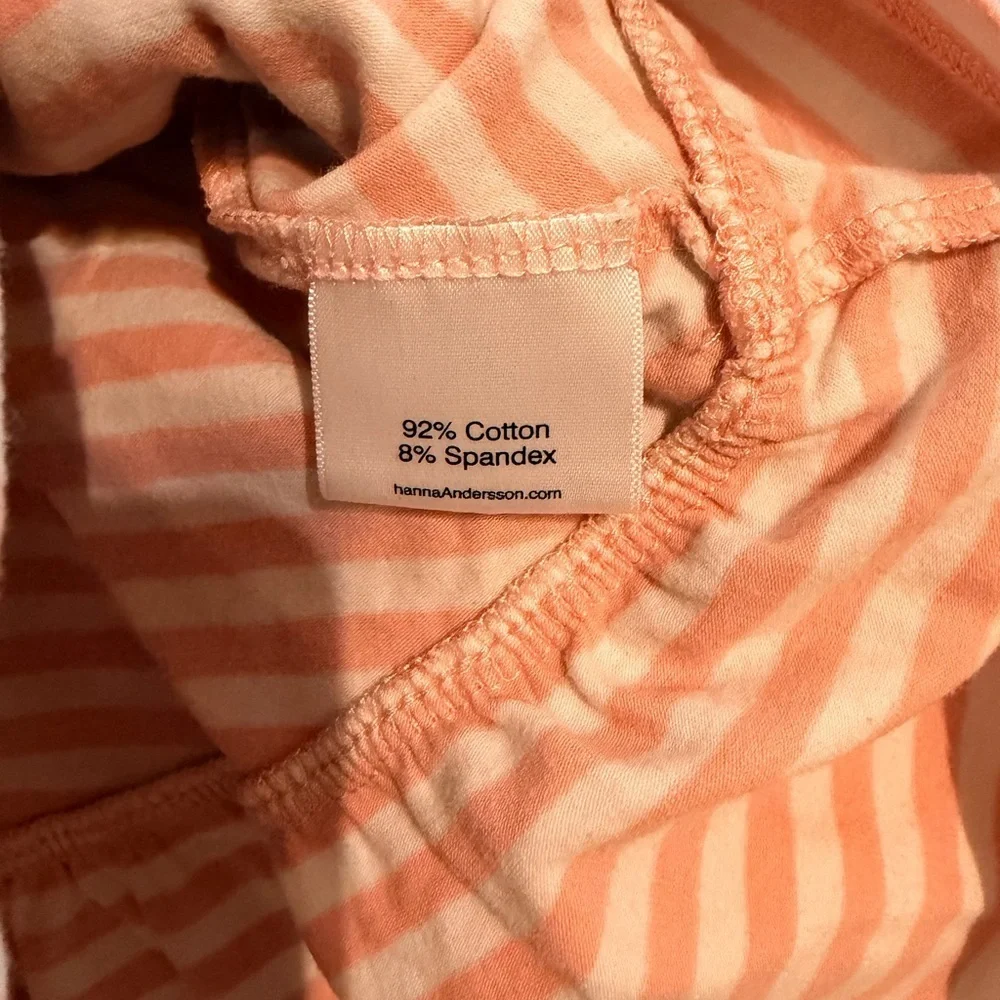 Hanna Andersson Girls Tiered Dress Size 140 or 10 Pink White Striped Ruffles